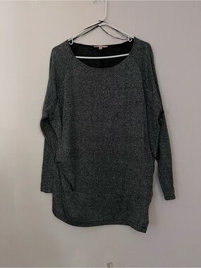Gibson Latimer Metallic Black/Silver Knit Top